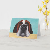 Carte Heure des promenades - Funny St Bernard Greeting C (Fleur jaune)