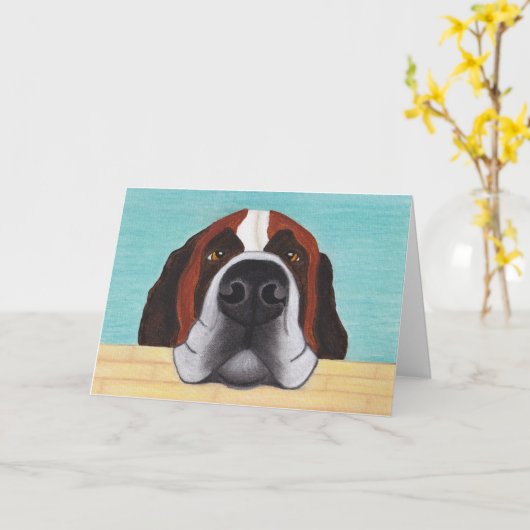 Carte Heure des promenades - Funny St Bernard Greeting C (Fleur jaune)