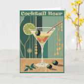 Carte Heure du cocktail design milieu de siècle (Fleur jaune)
