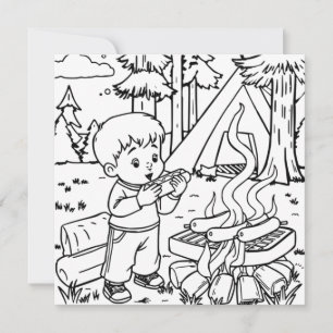 Carte Heure du dîner Page de coloriage du camping pour