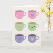 Carte Heure du thé - Kawaii Cup de thé (Fleur jaune)