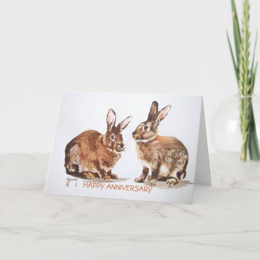 Carte heureuse d'anniversaire de lapins (Devant)