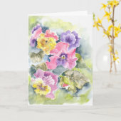 Carte heureuse d'aquarelle de pensées du jour de (Fleur jaune)