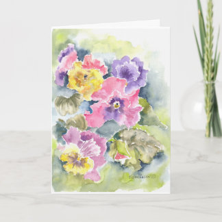 Carte heureuse d'aquarelle de pensées du jour de