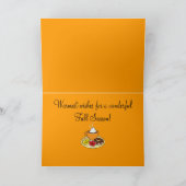 Carte heureuse d'automne avec du café et des (Intérieur)