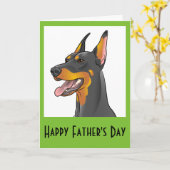 Carte heureuse de dobermann d'art de bruit de fête (Fleur jaune)