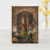 Carte heureuse de Halloween-Anniversaire (Fleur jaune)