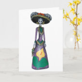 Carte heureuse de Halloween Catrina (Fleur jaune)
