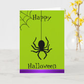 Carte heureuse de Halloween d'araignée déplaisante (Fleur jaune)