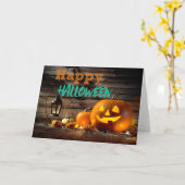 Carte heureuse de Halloween de citrouille (Fleur jaune)