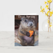 Carte heureuse de jour de Groundhog avec le bébé (Fleur jaune)