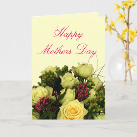 Carte heureuse de jour de mères avec le vers (Fleur jaune)