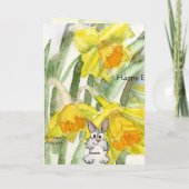 Carte heureuse de lapin de jonquilles de Pâques (Dos)