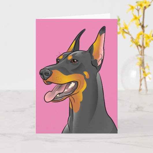 Carte heureuse de maman de dobermann d'art de (Fleur jaune)