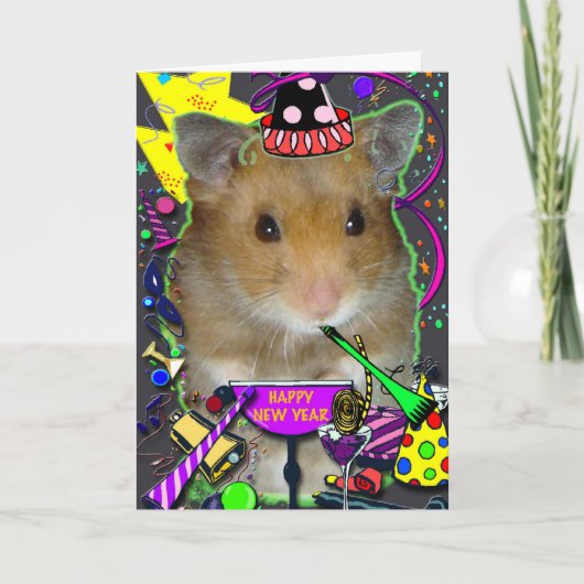 Carte heureuse de nouvelle année de hamster (Devant)