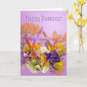 Carte heureuse de pâque avec l'étoile de David et (Fleur jaune)