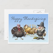 Carte heureuse de Thankgiving avec le pèlerin et (Devant / Derrière)