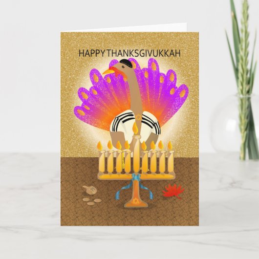 Carte heureuse de Thanksgivukkah Turquie (Devant)