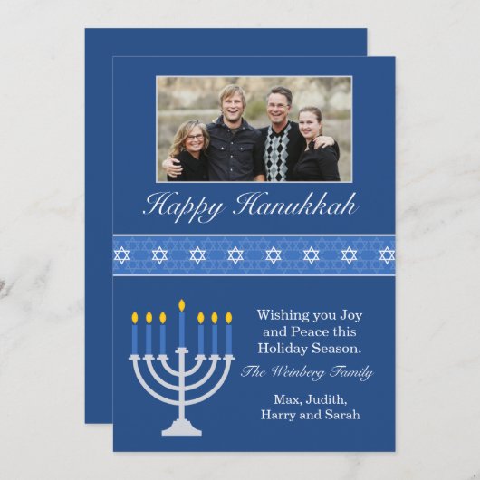 Carte heureuse de vacances de Hanoukka (Devant / Derrière)