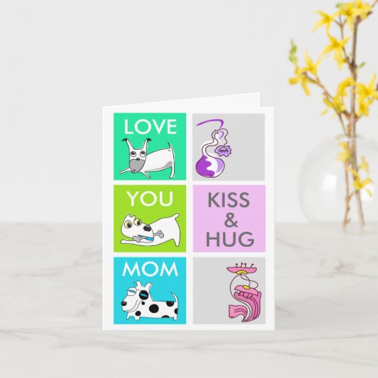 Carte heureuse du jour de mère de chien de baiser (Fleur jaune)