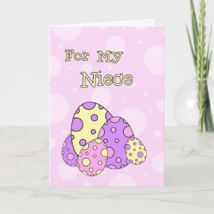 Carte heureuse rose de nièce de Pâques d'oeufs de