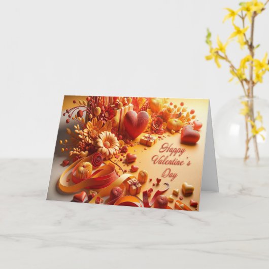 Carte Heureuse Sainte-Valentin (Fleur jaune)