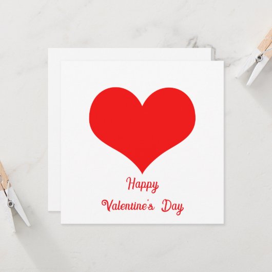 Carte Heureuse Sainte-Valentin 2025 Cute Red Heart Custo (Devant/Arrière en situation)