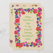 Carte Heureuse Sainte-Valentin À Mes Fleurs De Femme Les (Devant / Derrière)