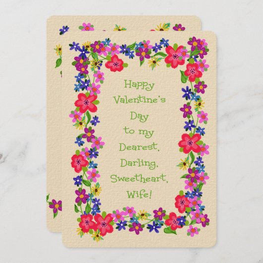 Carte Heureuse Sainte-Valentin À Mes Fleurs De Femme Les (Devant / Derrière)