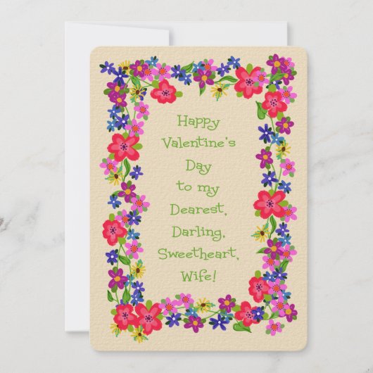 Carte Heureuse Sainte-Valentin À Mes Fleurs De Femme Les (Devant)