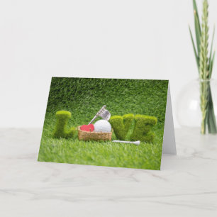 Carte Heureuse Sainte-Valentin au golfeur avec golf avec
