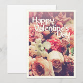 Carte Heureuse Sainte-Valentin avec Bouquet de fleurs Vi (Devant / Derrière)