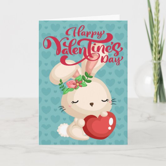 Carte Heureuse Sainte-Valentin Boho Bunny (Devant)