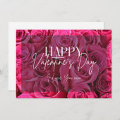 Carte Heureuse Sainte-Valentin Bouquet Roses Roses (Devant / Derrière)