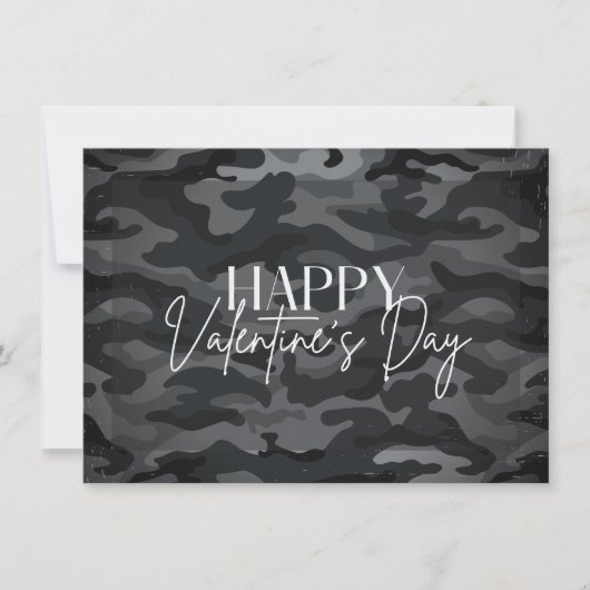 Carte Heureuse Sainte-Valentin Camo Noir (Devant)