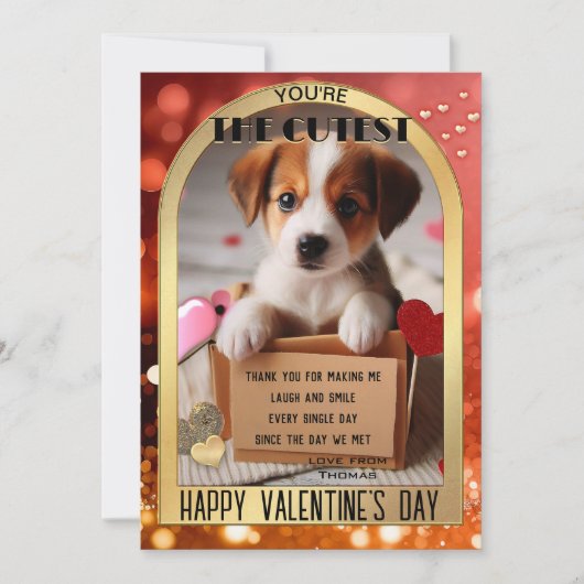 Carte Heureuse Sainte-Valentin Chien Chien Mignonn (Devant)