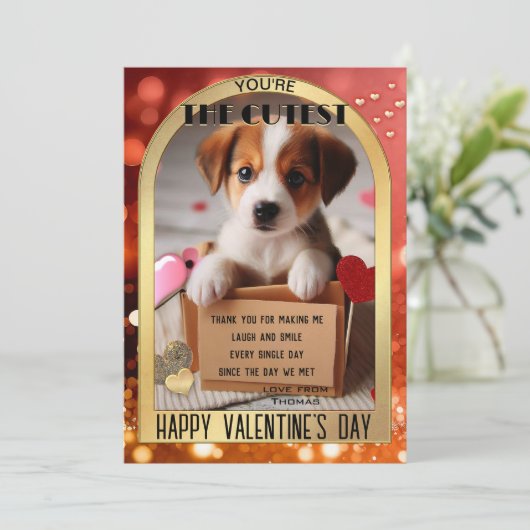 Carte Heureuse Sainte-Valentin Chien Chien Mignonn (Debout devant)