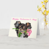 Carte Heureuse Sainte-Valentin Chiot avec Amour Ro (Fleur jaune)