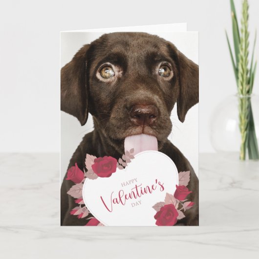Carte Heureuse Sainte-Valentin | Chiot mignon (Devant)