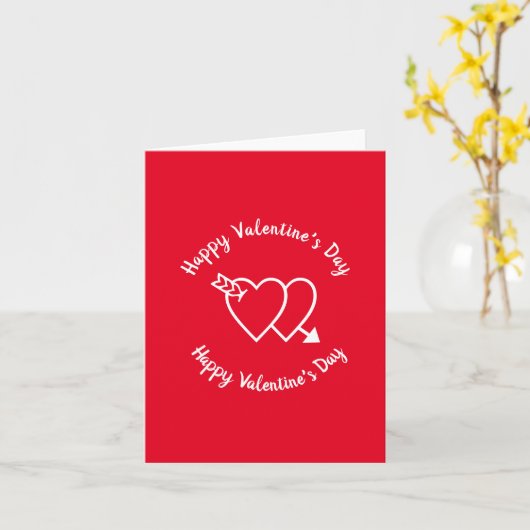 Carte Heureuse Sainte-Valentin coeur rouge script person (Fleur jaune)
