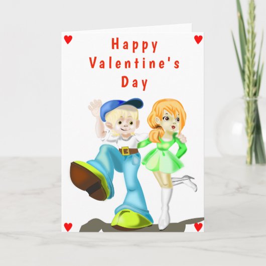 Carte Heureuse Sainte-Valentin Couple Love - Peint (Devant)