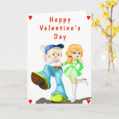 Carte Heureuse Sainte-Valentin Couple Love - Peint (Fleur jaune)