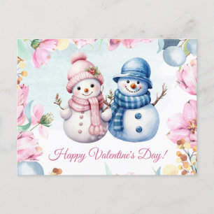 Carte Heureuse Sainte-Valentin Couple Snowman mign