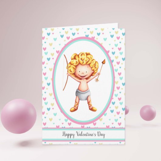 Carte Heureuse Sainte-Valentin Cute Cupid Souriant