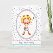 Carte Heureuse Sainte-Valentin Cute Cupid Souriant (Devant)