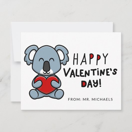 Carte HEUREUSE SAINTE-VALENTIN Cute Koala Bear (Devant)
