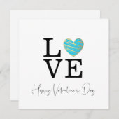 Carte Heureuse Sainte-Valentin de coeur Turquoise Love S (Devant / Derrière)