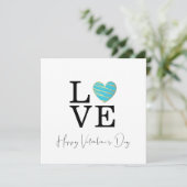 Carte Heureuse Sainte-Valentin de coeur Turquoise Love S (Debout devant)