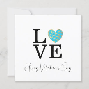 Carte Heureuse Sainte-Valentin de coeur Turquoise Love S
