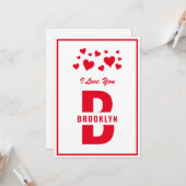 Carte Heureuse Sainte-Valentin de monographie rouge blan (Devant/Arrière en situation)
